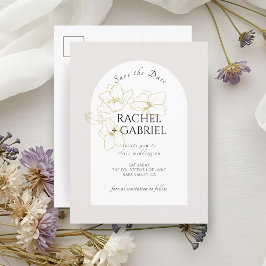 neutraal | Boho Arch Gouden Bloemen Huwelijk Briefkaart