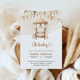 Neutraal Boho Baby shower uitnodiging – Oh Baby th