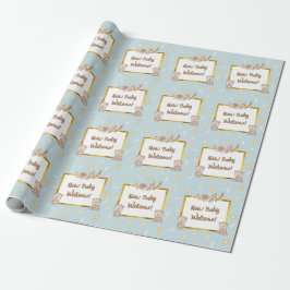 Neutraal Boho Beer Moon Baby shower Cadeaupapier