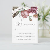 Neutraal Boho Floral Modern Script Bruiloft RSVP Kaartje (Staand voorkant)