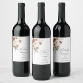 Neutraal Boho Floral Wine Label 2 Wijn Etiket (Flessen)