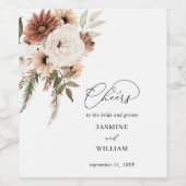 Neutraal Boho Floral Wine Label 2 Wijn Etiket (Enkel label)