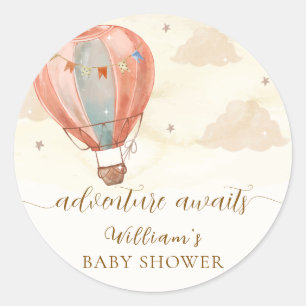 Neutraal Boho Hete Luchtballon Baby shower Ronde Sticker