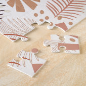 Neutraal Boho Tropisch gebladerte Legpuzzel (Zijkant)