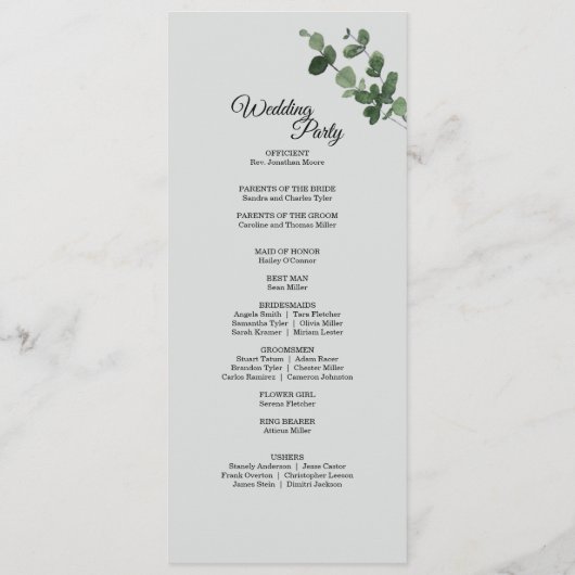 Neutraal botanisch weddenschap programma (Achterkant)