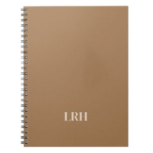 Neutraal bruin eenvoudig Initiaal monogram Notitieboek
