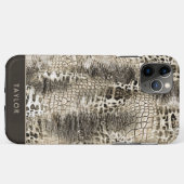 Neutraal Bruin Snakeskin Patroon met Naam Case-Mate iPhone Case (Achterkant (horizontaal))