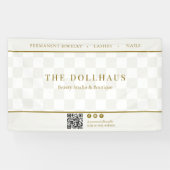 Neutraal Checkerboard Business QR Event Display Spandoek (Horizontaal)