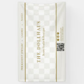 Neutraal Checkerboard Business QR Event Display Spandoek (Verticaal)