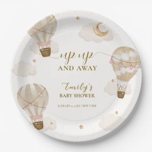 Neutraal Elegant Boho Hete Luchtballon Baby shower Papieren Bordje