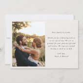 Neutraal Elegant Fotohuwelijk Bedankkaart (Achterkant)