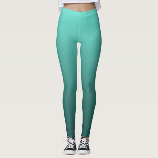 Neutraal en effen gradiënt Blauwgroen Leggings (Voorkant)