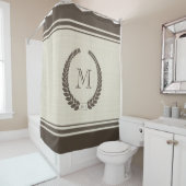 Neutraal Fancy monogram linnen- en cacaopultuur Douchegordijn (In situ)