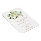 Neutraal Floral White Ivory Gold Save the Date Magneet (Rechterzijde)
