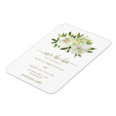 Neutraal Floral White Ivory Gold Save the Date Magneet (Linkerzijde)