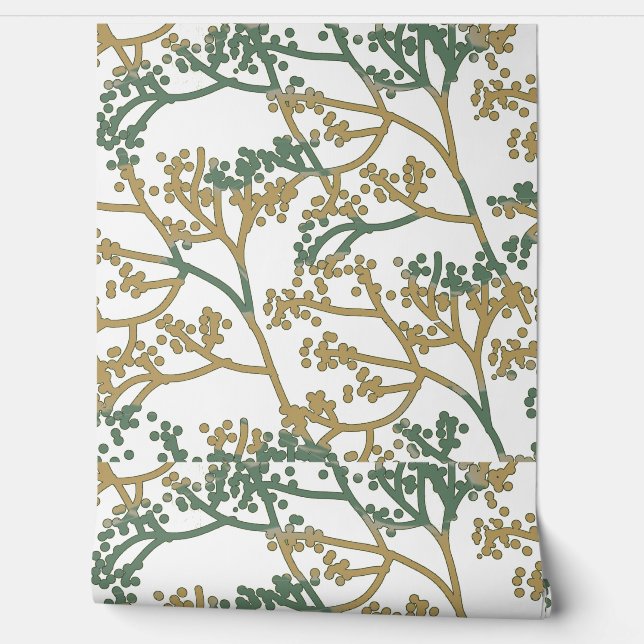 Neutraal foliage Olive Tone Design Behang (Afrollen)