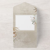 Neutraal Gedroogd Boho Bloemen Lijst Sage QR Code All In One Uitnodiging (Buitenkant)