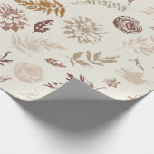 Neutraal gekleurd Floral Print Pattern Wrapping Pa Cadeaupapier (Hoek)