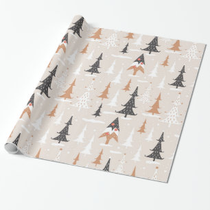  neutraal geometrisch kerstboompapier cadeaupapier