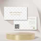 Neutraal geruite QR-code Moderne sociale media Visitekaartje