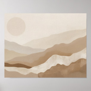 Neutraal getinte gelaagde woestijnlandschap poster