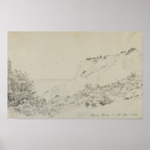 Neutraal getinte landschapskunstprint tekening poster