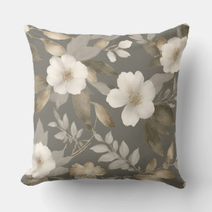 Neutraal grijs beige crème modern boerderij bloemm kussen