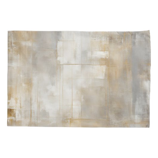 Neutraal Grijs Goud Plaid Kussensloop (Achterkant-Links)