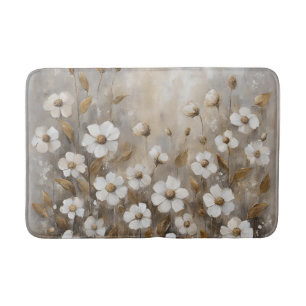 Neutraal Grijs Goud Taupe Bloemen Badmat