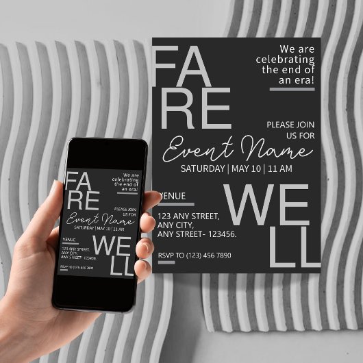 Neutraal grijs Moderne afscheidsuitnodiging Save The Date