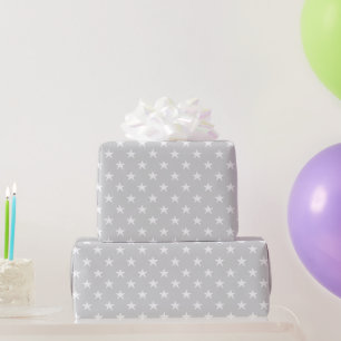 Neutraal Grijs Sterrenpatroon Kids Verjaardag Cadeaupapier