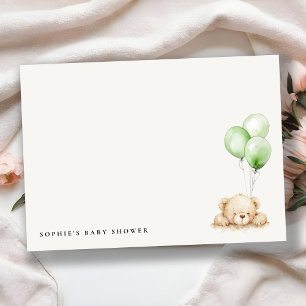 Neutraal Groen Bearly Wachtballon Baby shower Notitiekaartje