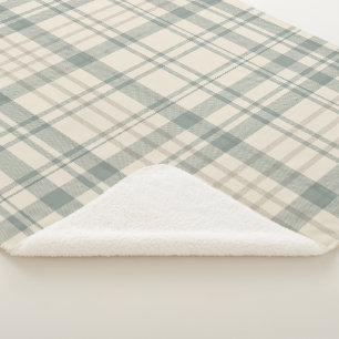 Neutraal Groen Beige Schotlandse ruit Sherpa Deken