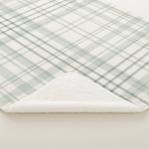 Neutraal Groen Beige Schotlandse ruit Sherpa Deken