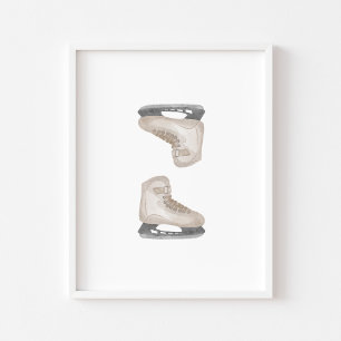 Neutraal IJshockey schaats muurkunst Poster