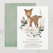 Neutraal ivoor groen bos herten Baby shower Kaart (Voorkant / Achterkant)