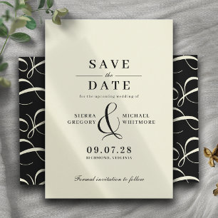 Neutraal ivoor + zwart Classic Modern Save The Date