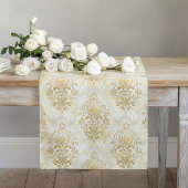 Neutraal Ivory Table Runner Artistic Damask Patter Lange Tafelloper