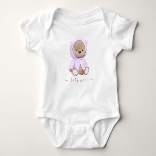 Neutraal Lavender Teddy Bear Baby Beer Romper (Voorkant)
