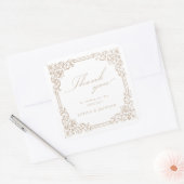 Neutraal Lijst Elegant Script Bedankt Vierkante Sticker (Envelop)
