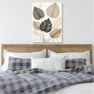Neutraal Minimal Leaf Moderne Botanische Kunst Canvas Afdruk