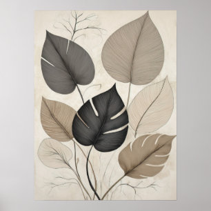 Neutraal Minimal Leaf Moderne Botanische Kunst Poster