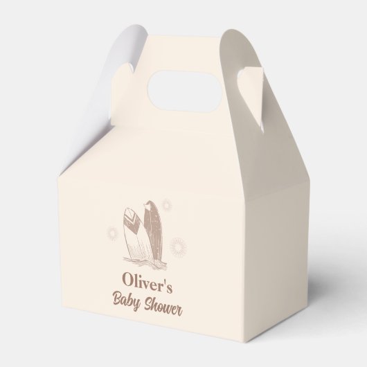 Neutraal minimalistisch Boho Surfboard Baby shower Bedankdoosjes (Voorkant Zijde)