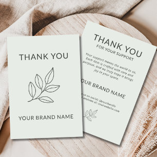 Neutraal Minimalistisch Botanisch Handgemaakt Zake Bedankkaart