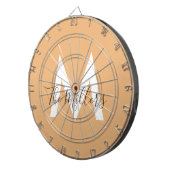 Neutraal Minimalistisch modern oranje monogram Dartbord (Voorkant Rechts)