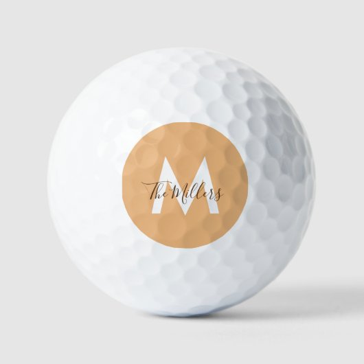 Neutraal Minimalistisch modern oranje monogram Golfballen (Voorkant)