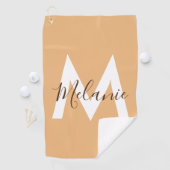 Neutraal Minimalistisch modern oranje monogram Golfhanddoek (Insitu)