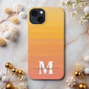 Neutraal Minimalistisch modern oranje monogram iPhone 13 Hoesje