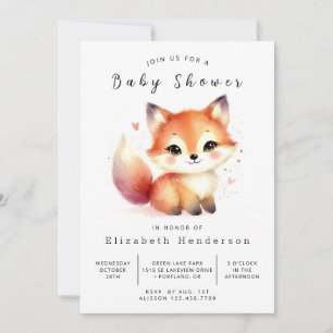 neutraal minimalistisch vos-Baby shower Kaart