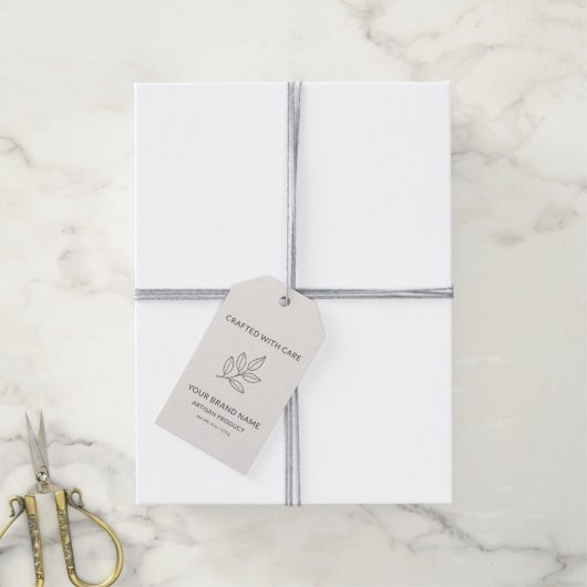 Neutraal minimalistisch zakelijk botanisch prijs L Cadeaulabel (Met Touw)